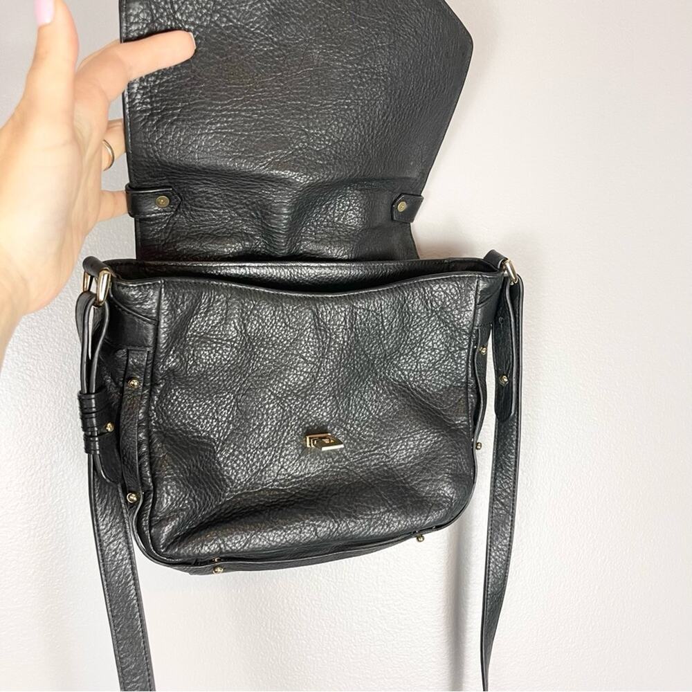 Mary Lai Leather Shoulder Crossbody Bag Front Flap Black - Picture 4 of 11